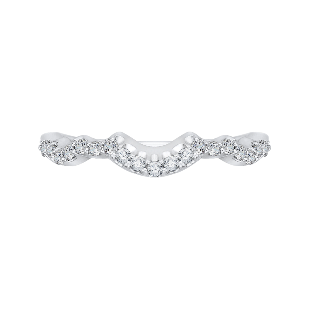Round Diamond Half-Eternity Wedding Band in 14K White Gold