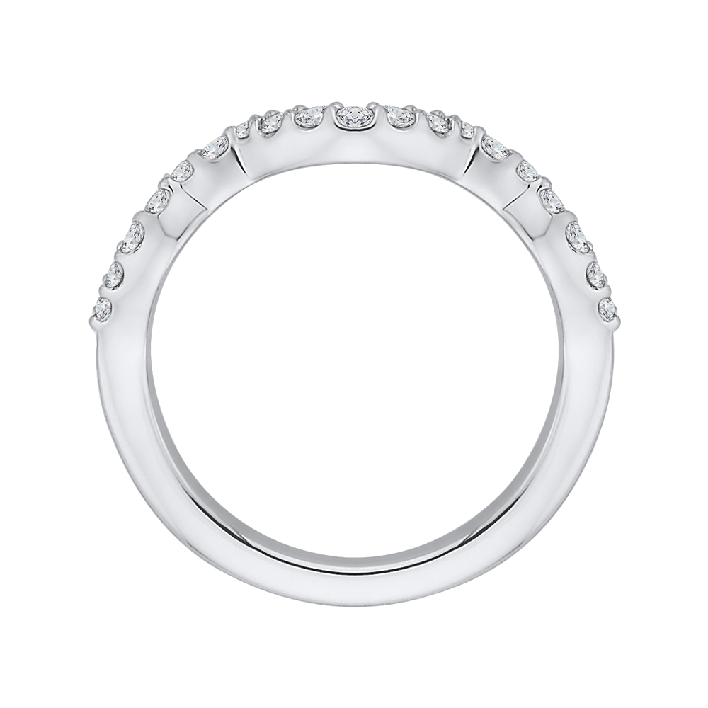 Round Diamond Half-Eternity Wedding Band in 14K White Gold