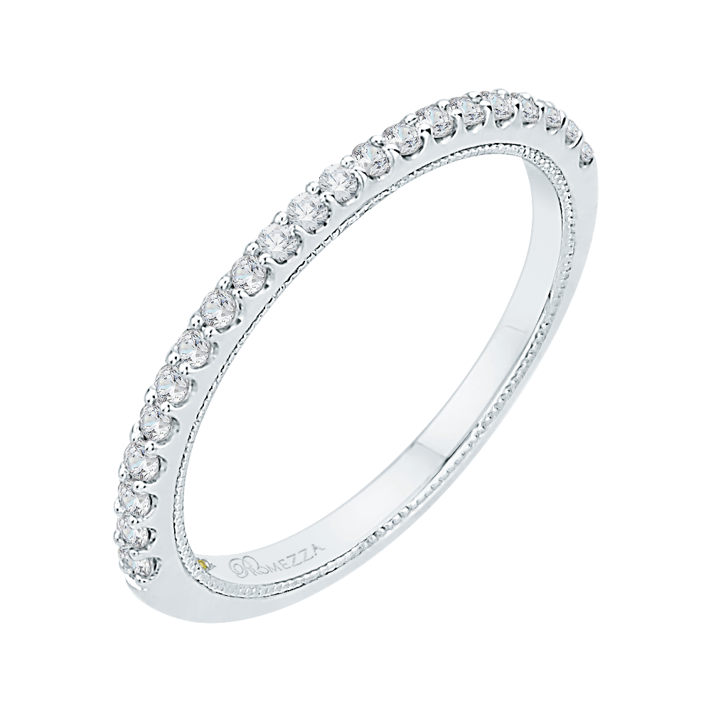 Round Diamond Half-Eternity Wedding Band in 14K White Gold