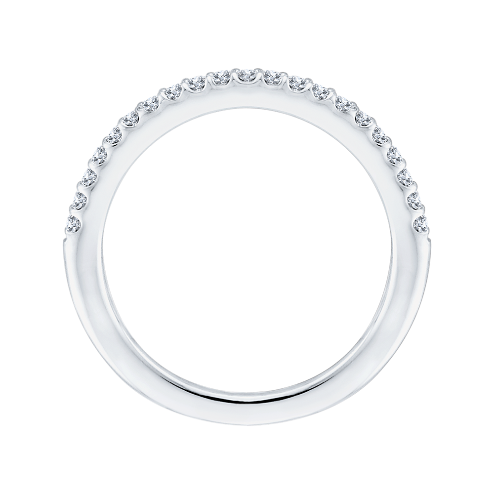 Round Diamond Half-Eternity Wedding Band in 14K White Gold