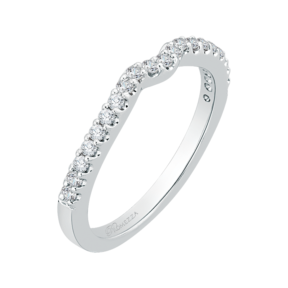 Round Diamond Half-Eternity Wedding Band in 14K White Gold