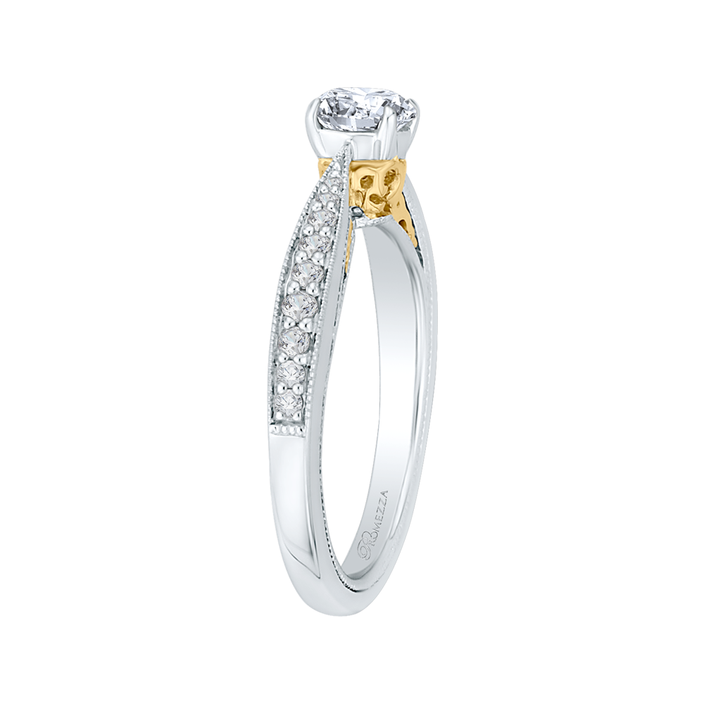 Round Diamond Engagement Ring in 14K Two Tone Gold