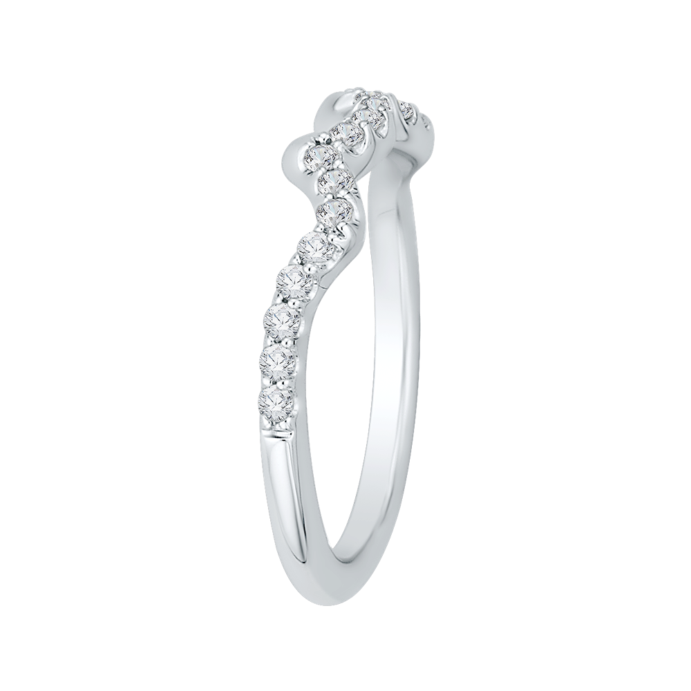 Round Diamond Half-Eternity Wedding Band in 14K White Gold