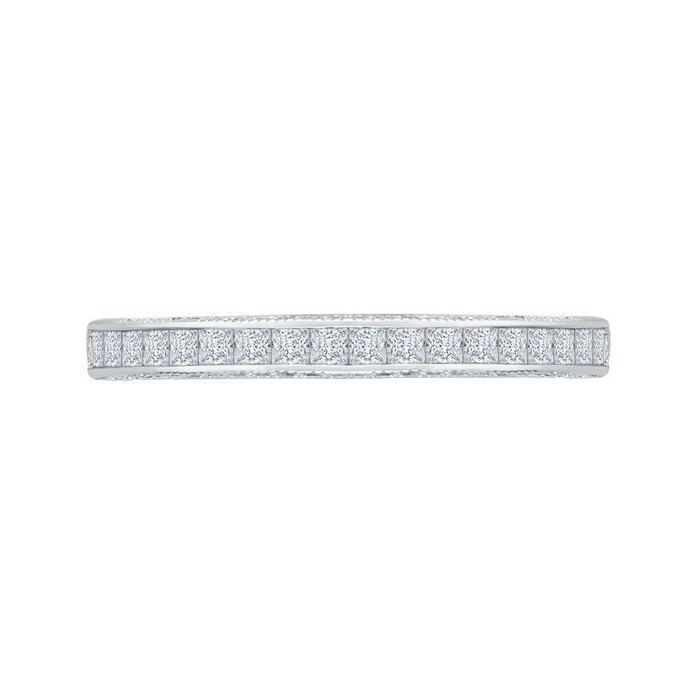 Princess Cut and Round Diamond Half-Eternity Wedding Band in 14K White Gold