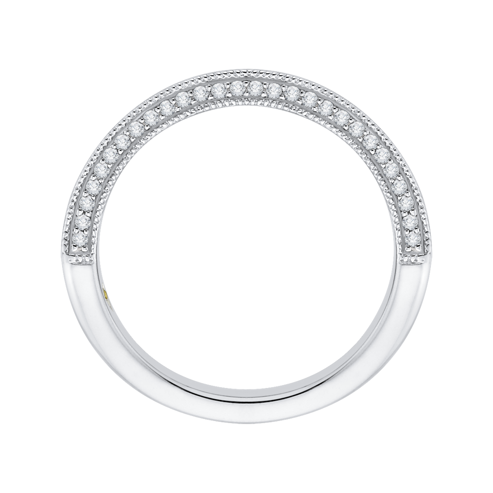 Princess Cut and Round Diamond Half-Eternity Wedding Band in 14K White Gold