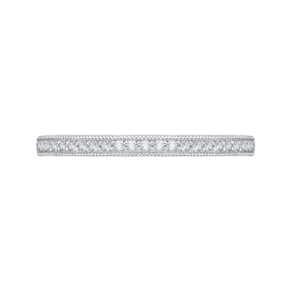 Round Diamond Half-Eternity Wedding Band in 14K White Gold
