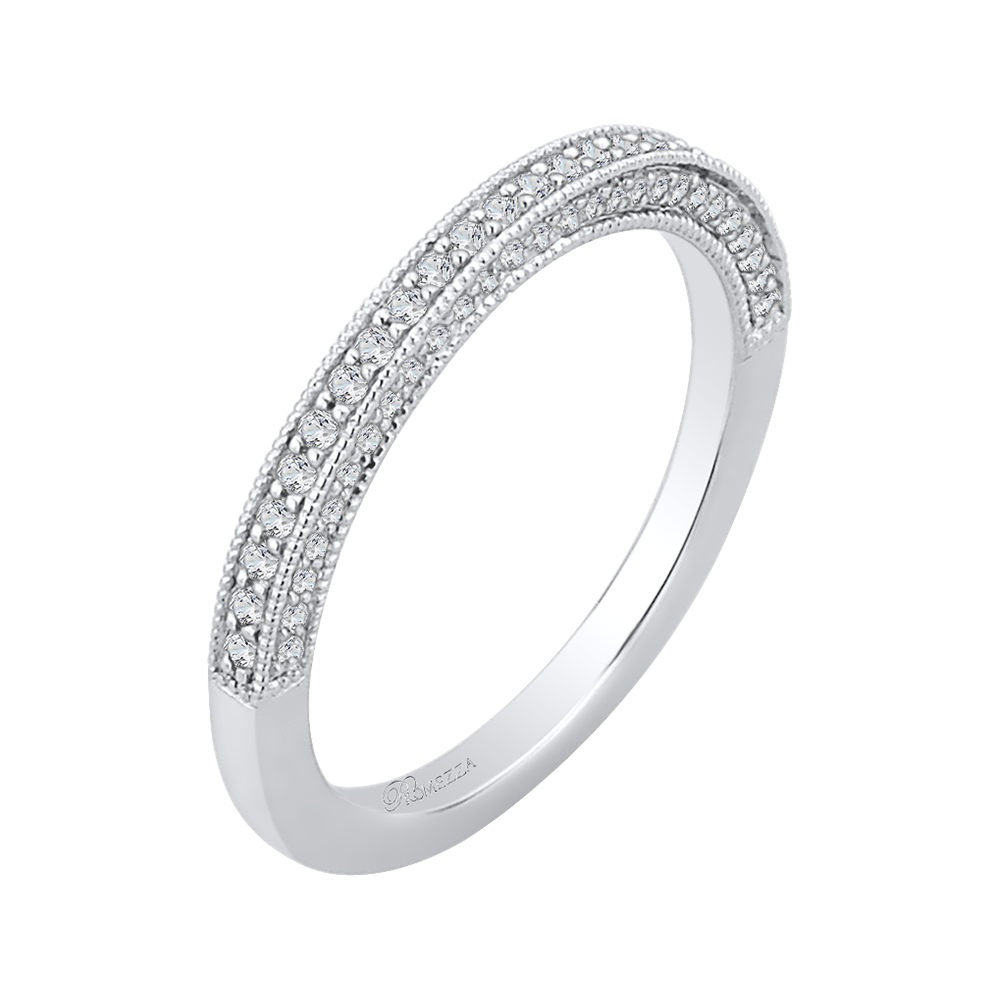 Round Diamond Half-Eternity Wedding Band in 14K White Gold