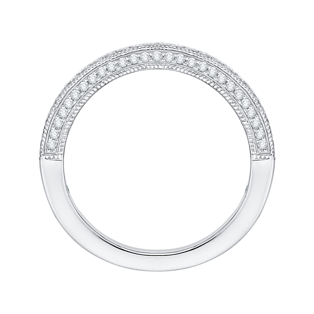 Round Diamond Half-Eternity Wedding Band in 14K White Gold