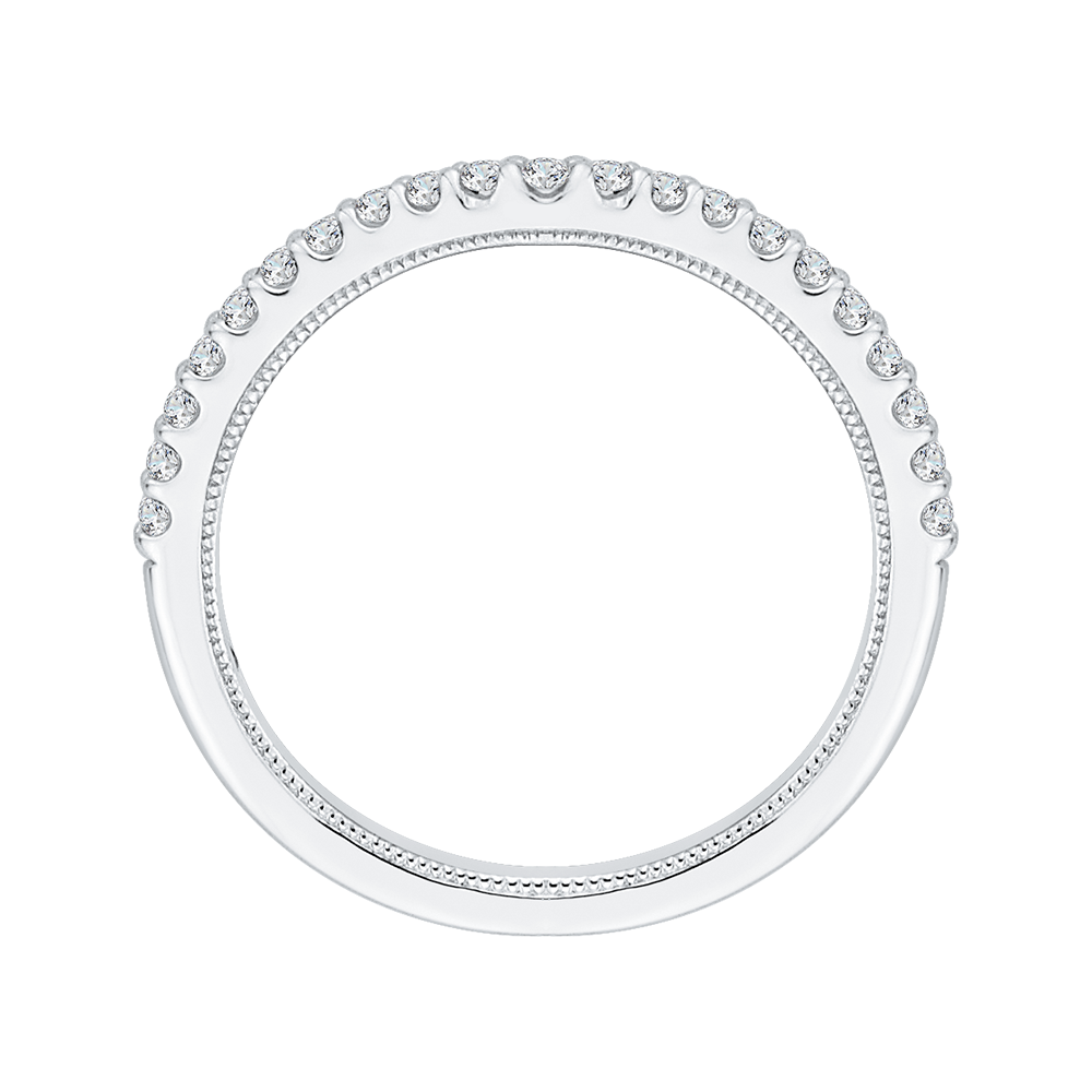 Round Diamond Half-Eternity Wedding Band in 14K White Gold