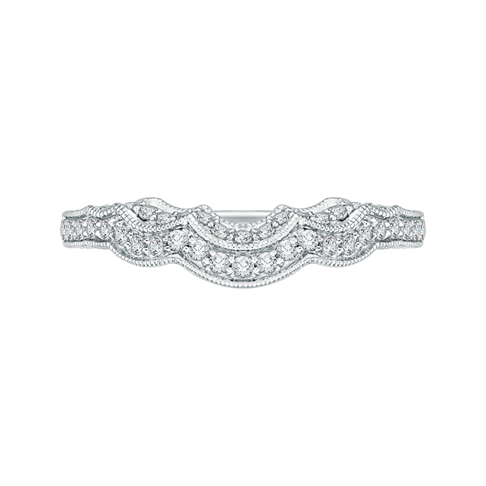 Round Diamond Half-Eternity Wedding Band in 14K White Gold