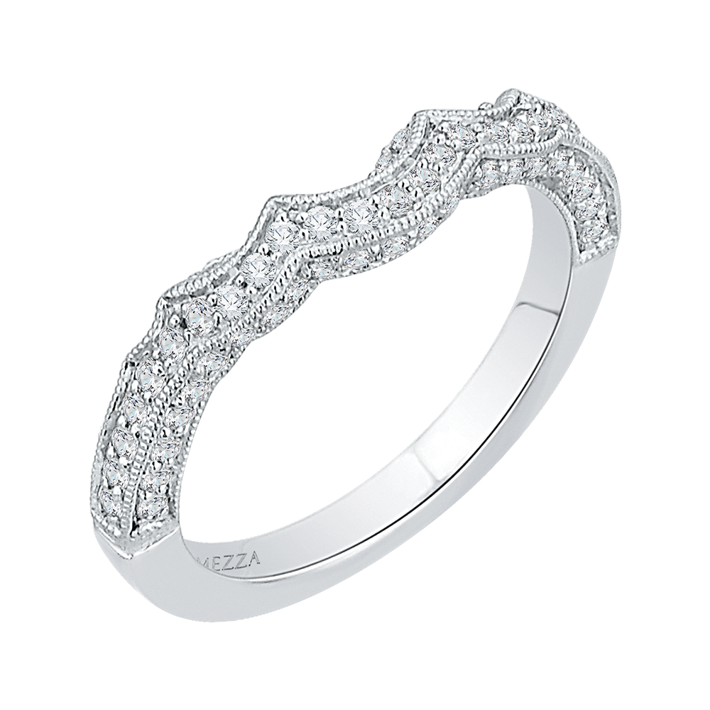 Round Diamond Half-Eternity Wedding Band in 14K White Gold