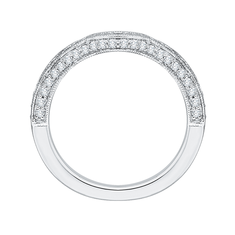 Round Diamond Half-Eternity Wedding Band in 14K White Gold