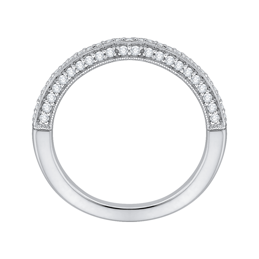 Round Diamond Half-Eternity Wedding Band in 14K White Gold
