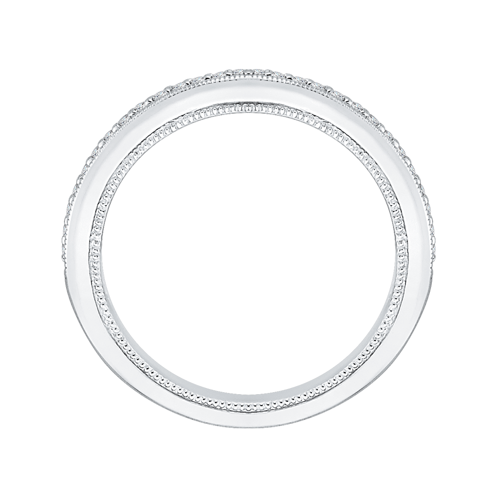 Round Diamond Half-Eternity Wedding Band in 14K White Gold