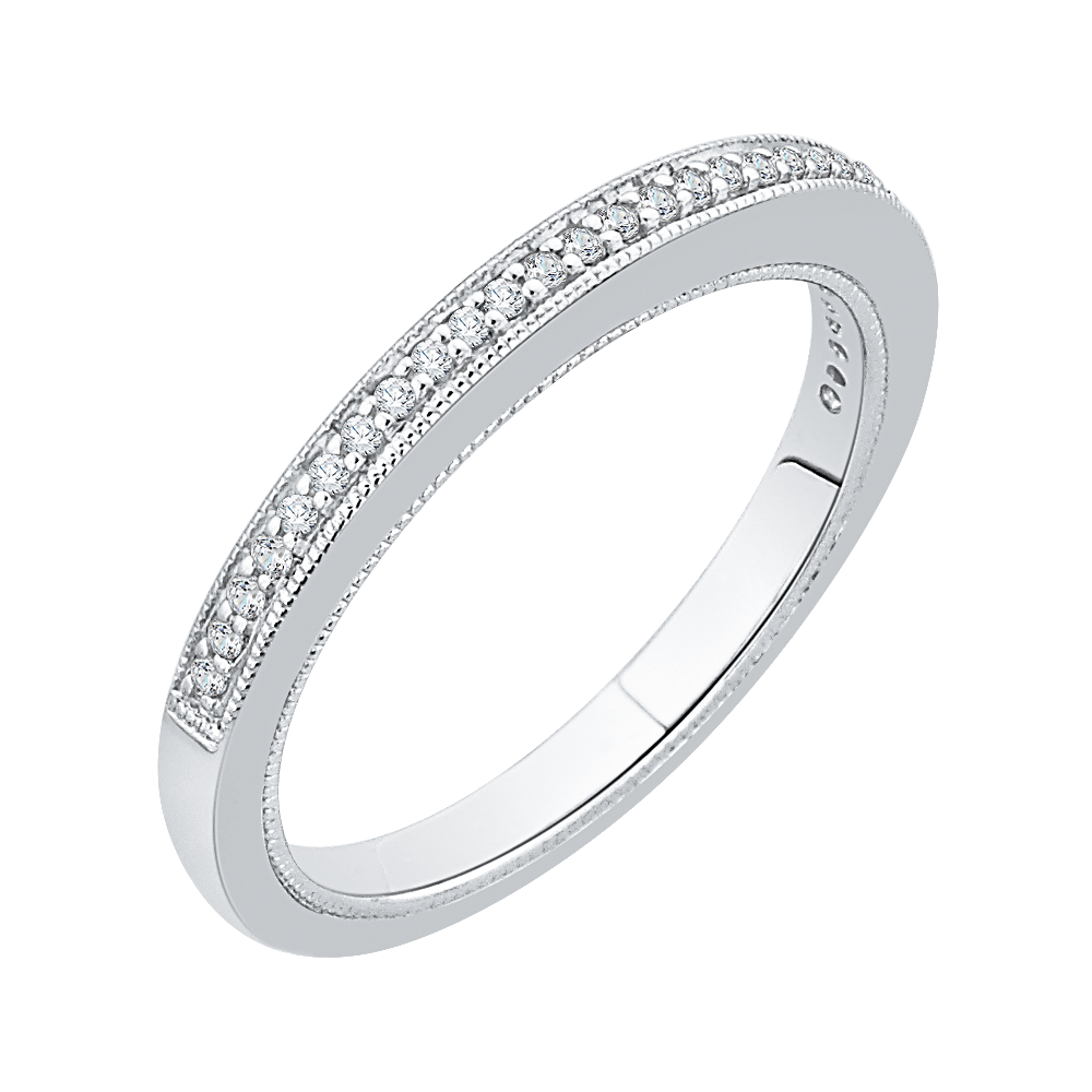 Round Diamond Half-Eternity Wedding Band in 14K White Gold