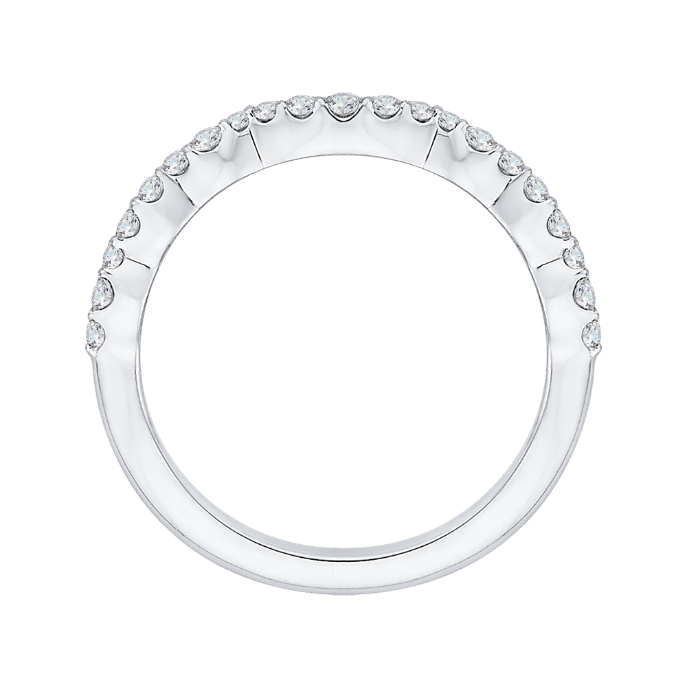 Round Diamond Half-Eternity Wedding Band in 14K White Gold