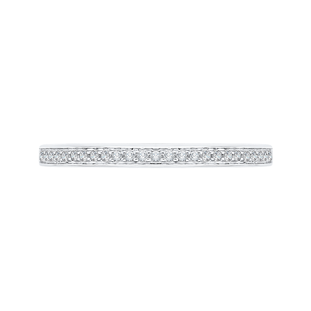 Round Diamond Half-Eternity Wedding Band in 14K White Gold
