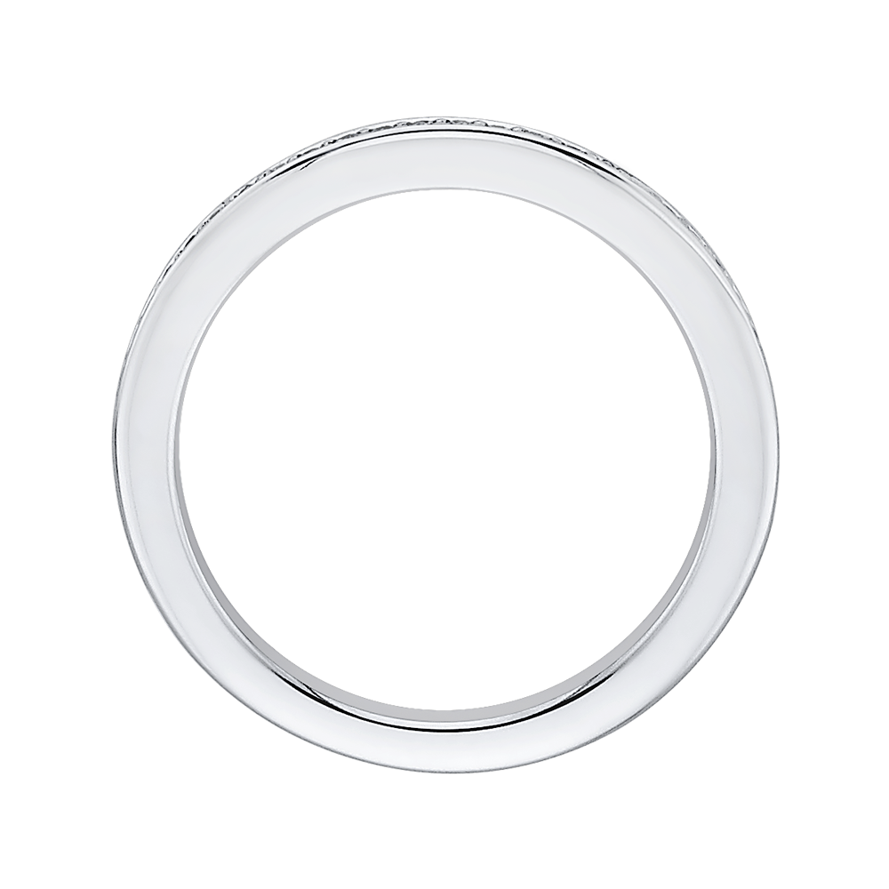 Round Diamond Half-Eternity Wedding Band in 14K White Gold