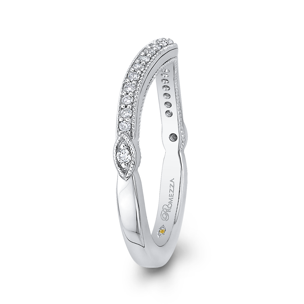 Round Diamond Half-Eternity Wedding Band in 14K White Gold