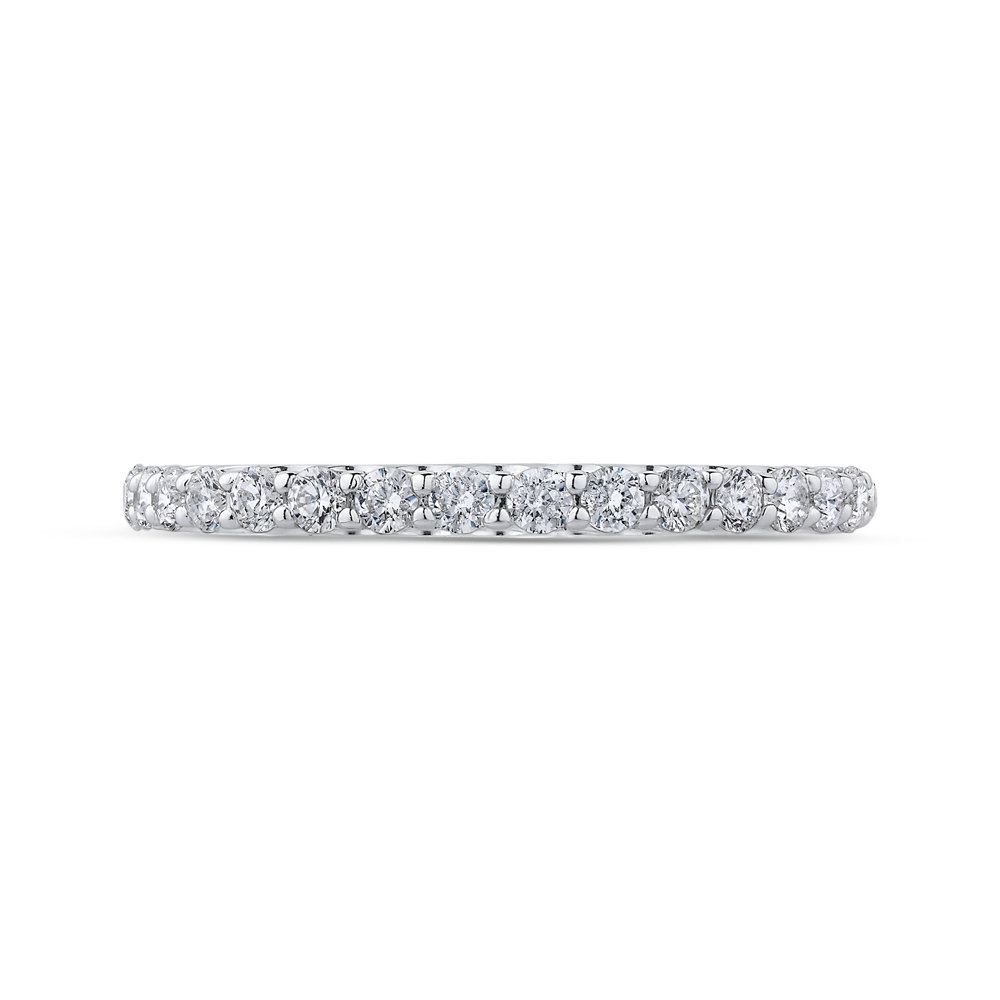 Round Diamond Half-Eternity Wedding Band in 14K White Gold