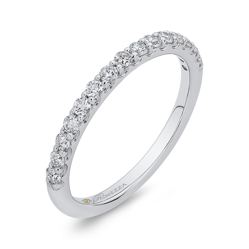Round Diamond Half-Eternity Wedding Band in 14K White Gold