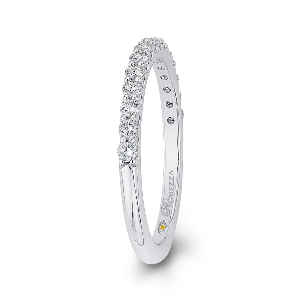 Round Diamond Half-Eternity Wedding Band in 14K White Gold