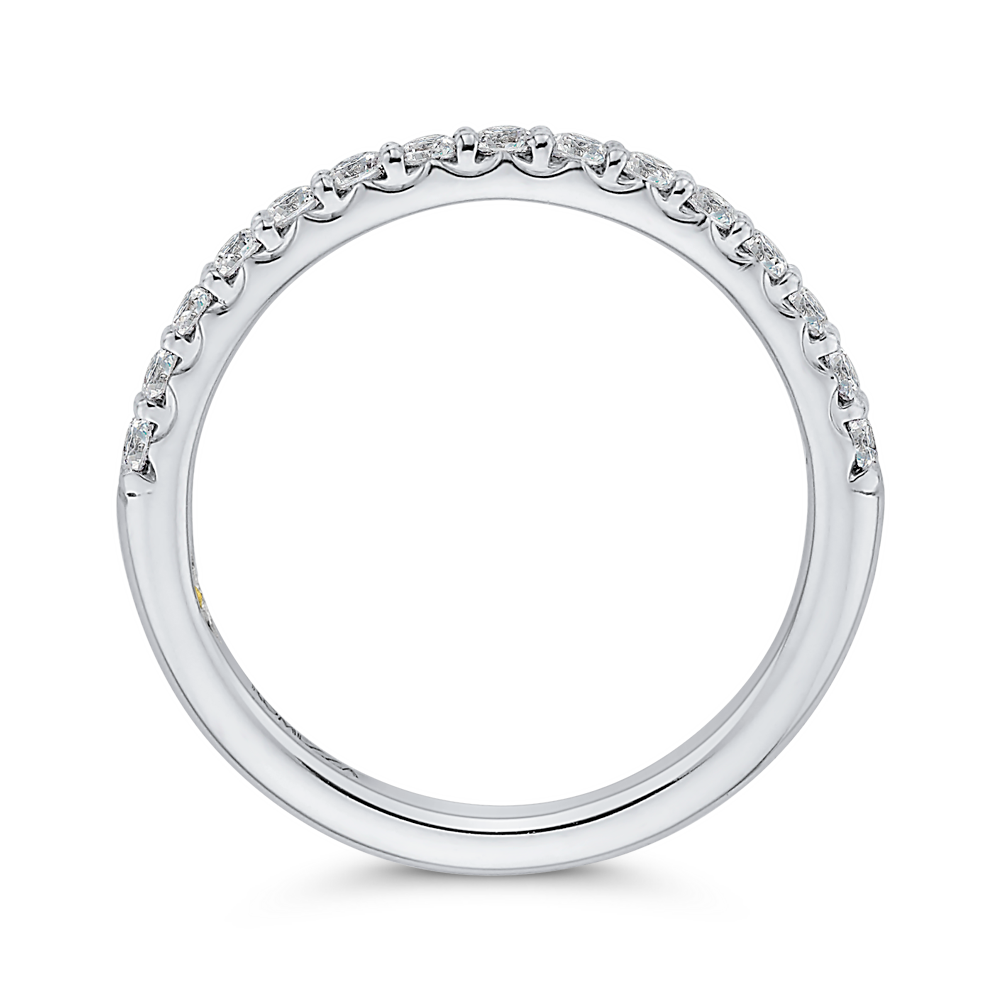 Round Diamond Half-Eternity Wedding Band in 14K White Gold