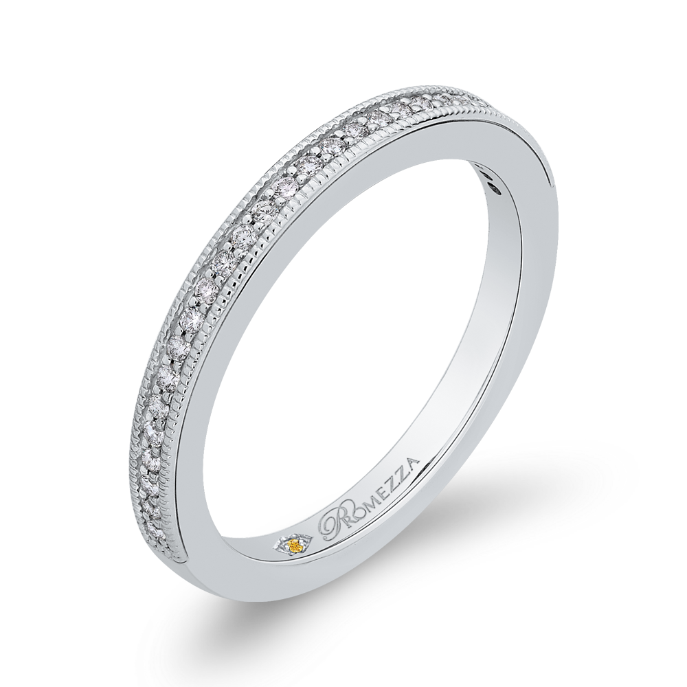 Round Diamond Half-Eternity Wedding Band in 14K White Gold
