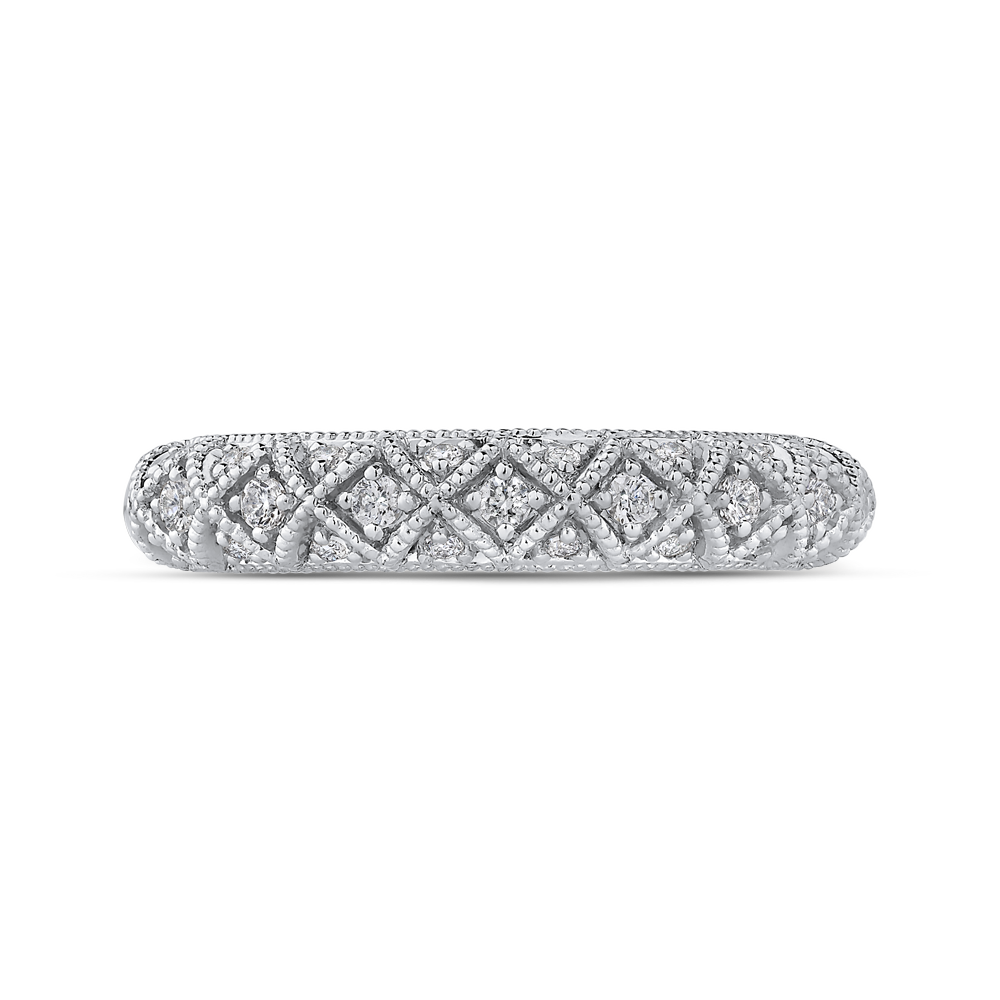 Round Diamond Half-Eternity Wedding Band in 14K White Gold