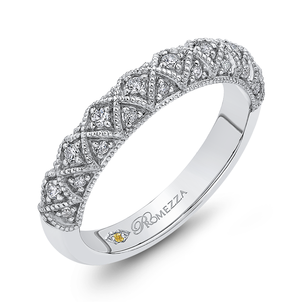 Round Diamond Half-Eternity Wedding Band in 14K White Gold