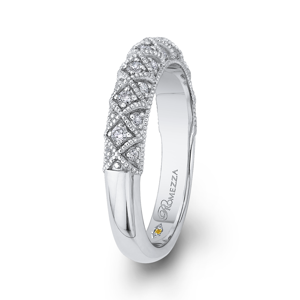 Round Diamond Half-Eternity Wedding Band in 14K White Gold