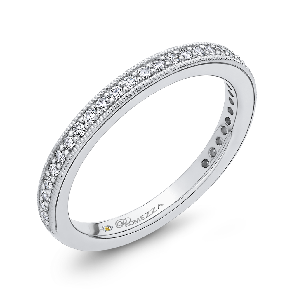 Round Diamond Wedding Band in 14K White Gold