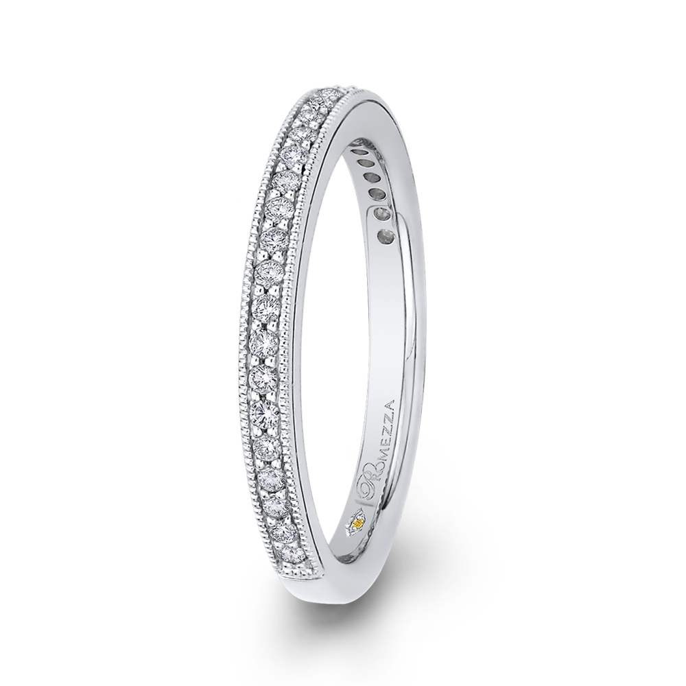 Round Diamond Wedding Band in 14K White Gold