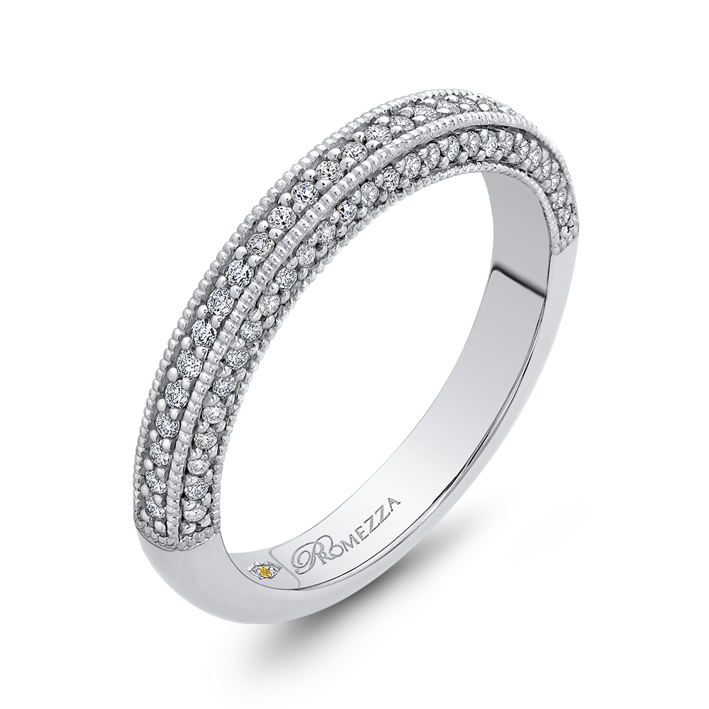 Round Diamond Half-Eternity Wedding Band in 14K White Gold