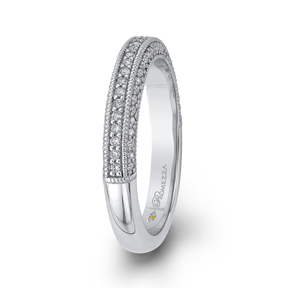 Round Diamond Half-Eternity Wedding Band in 14K White Gold
