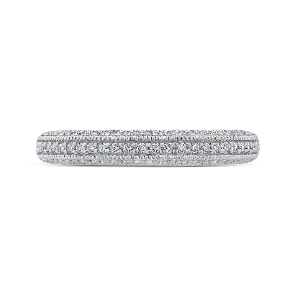 Round Diamond Half-Eternity Wedding Band in 14K White Gold
