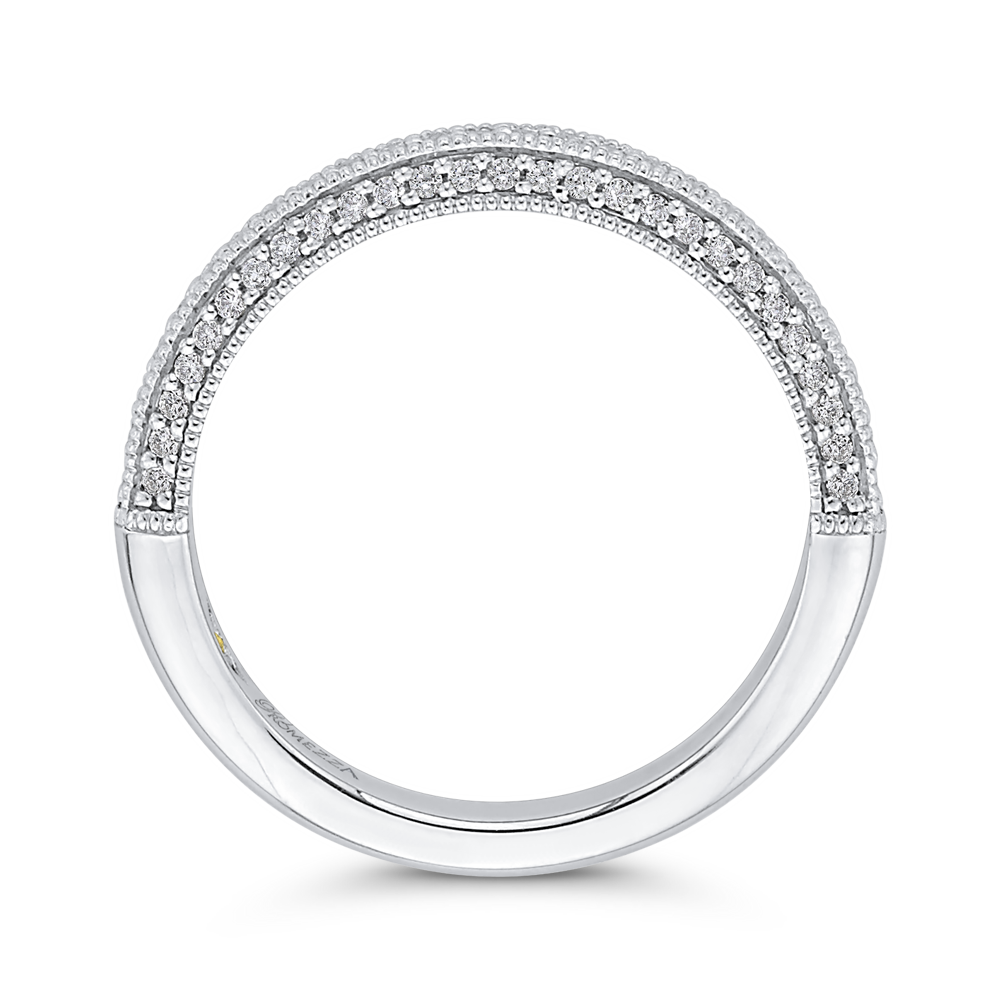 Round Diamond Half-Eternity Wedding Band in 14K White Gold