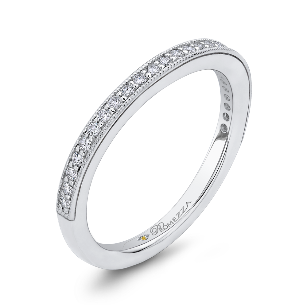 Round Diamond Half-Eternity Wedding Band in 14K White Gold