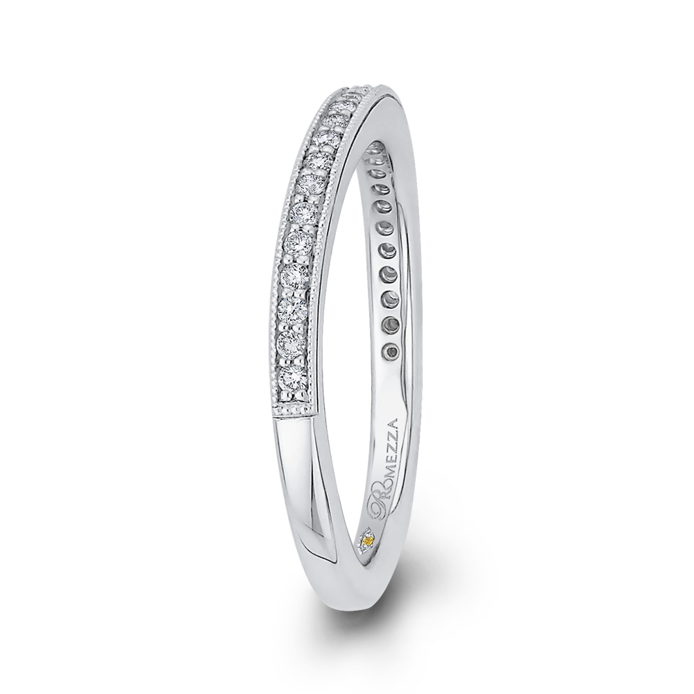 Round Diamond Half-Eternity Wedding Band in 14K White Gold