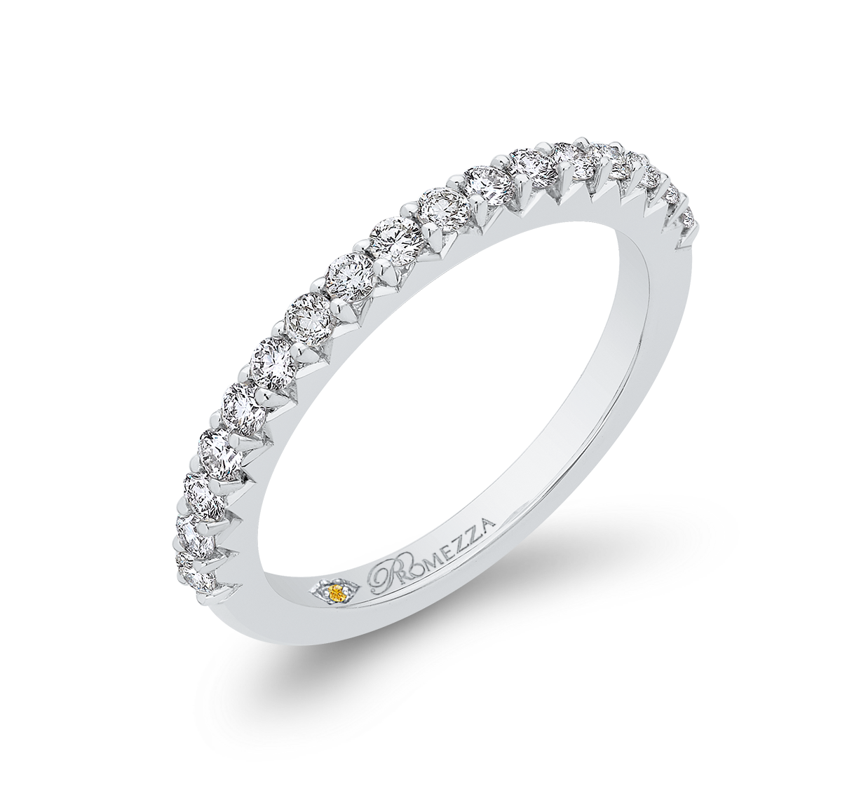 Round Diamond Half-Eternity Wedding Band in 14K White Gold