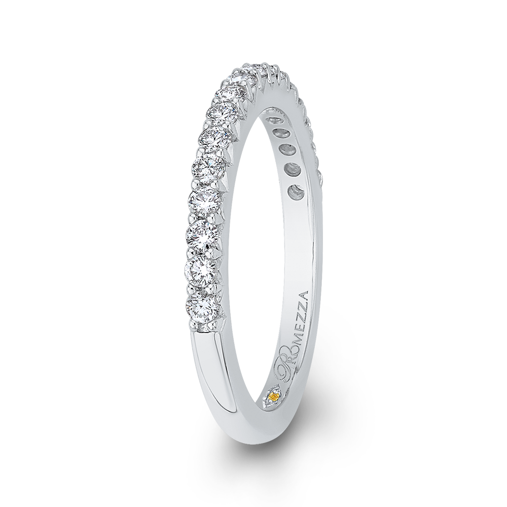 Round Diamond Half-Eternity Wedding Band in 14K White Gold