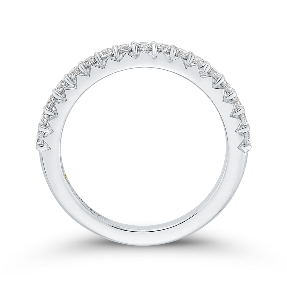 Round Diamond Half-Eternity Wedding Band in 14K White Gold