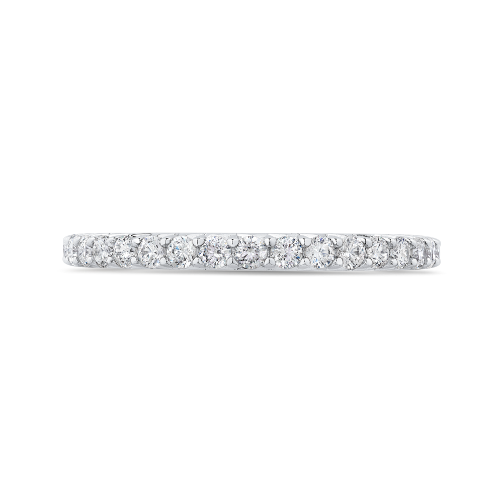 Round Diamond Half-Eternity Wedding Band in 14K White Gold