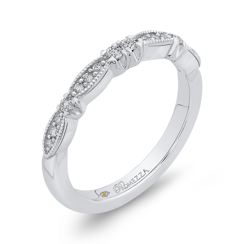 Round Diamond Half-Eternity Wedding Band in 14K White Gold