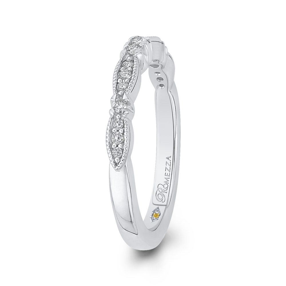 Round Diamond Half-Eternity Wedding Band in 14K White Gold