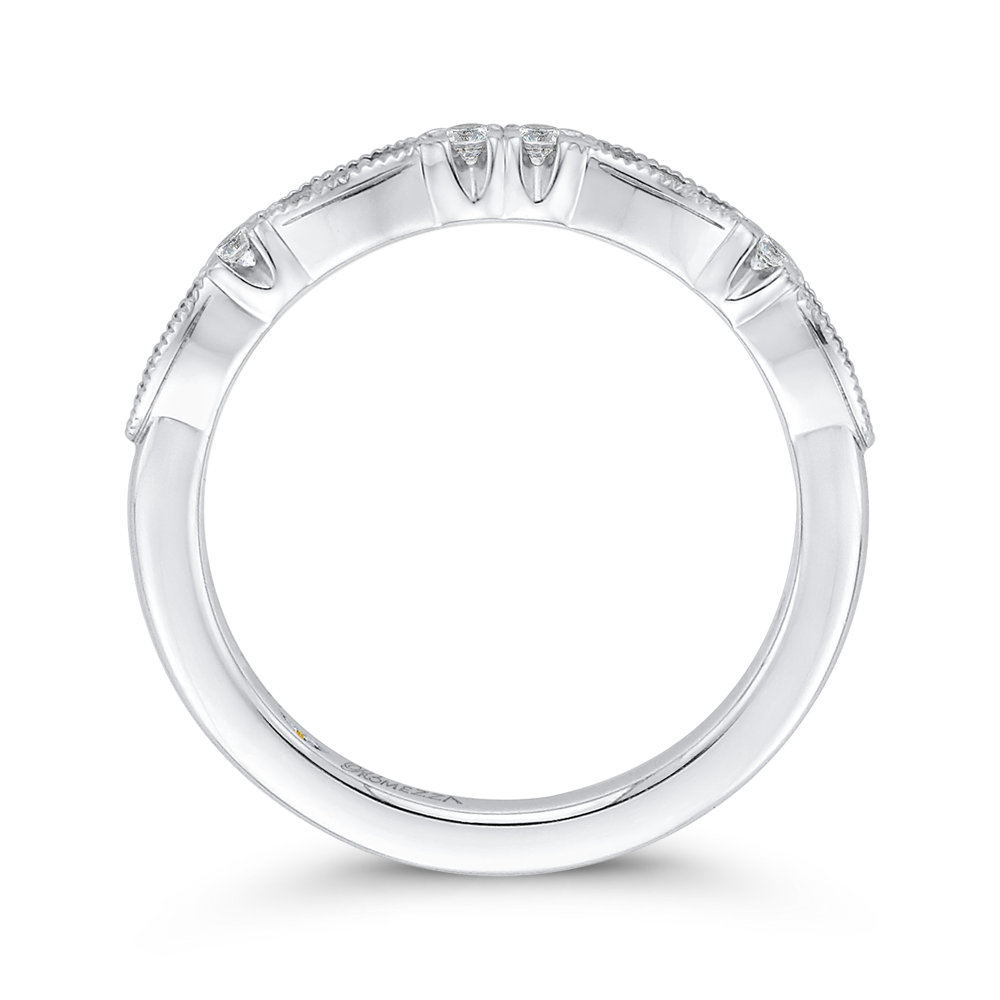 Round Diamond Half-Eternity Wedding Band in 14K White Gold