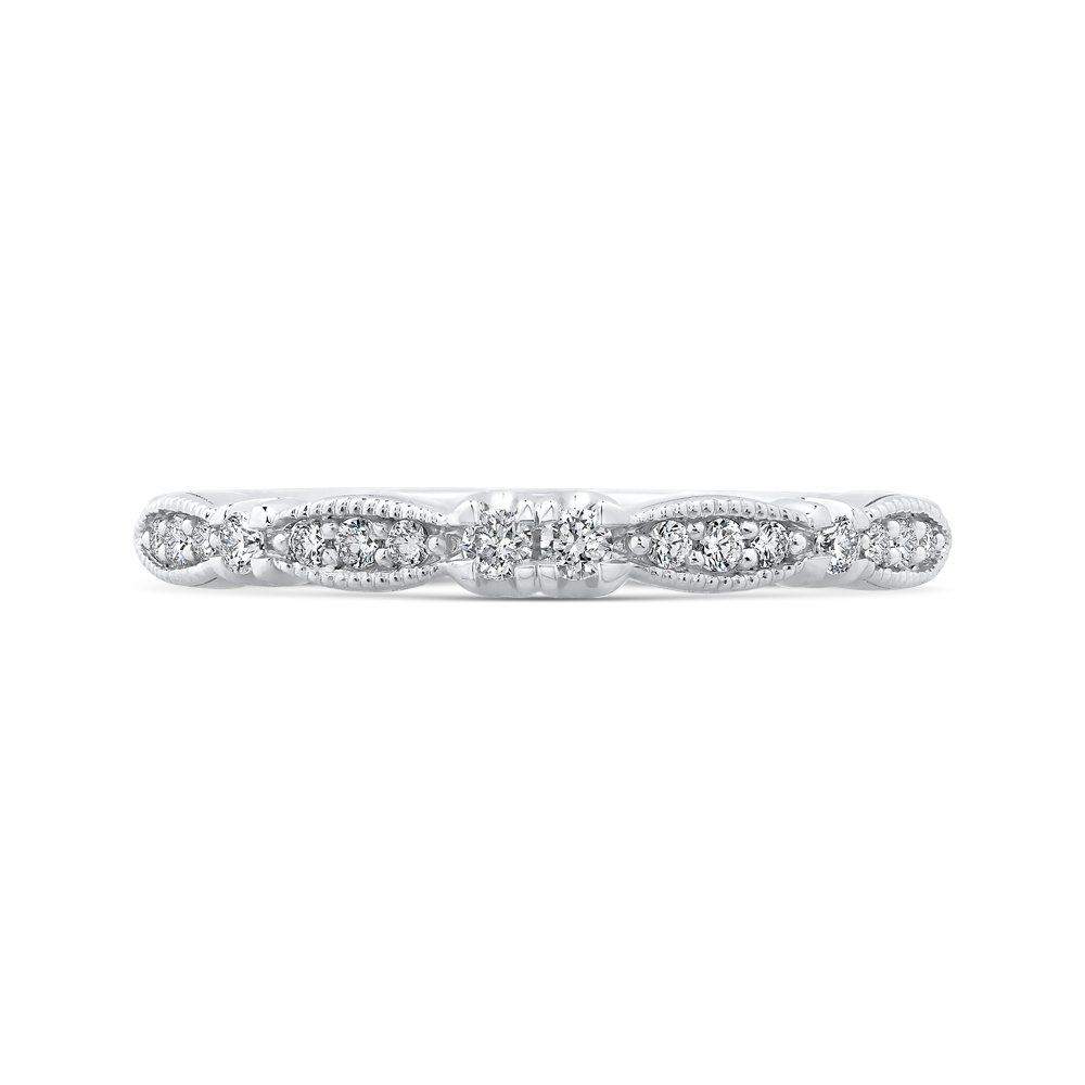 Round Diamond Half-Eternity Wedding Band in 14K White Gold