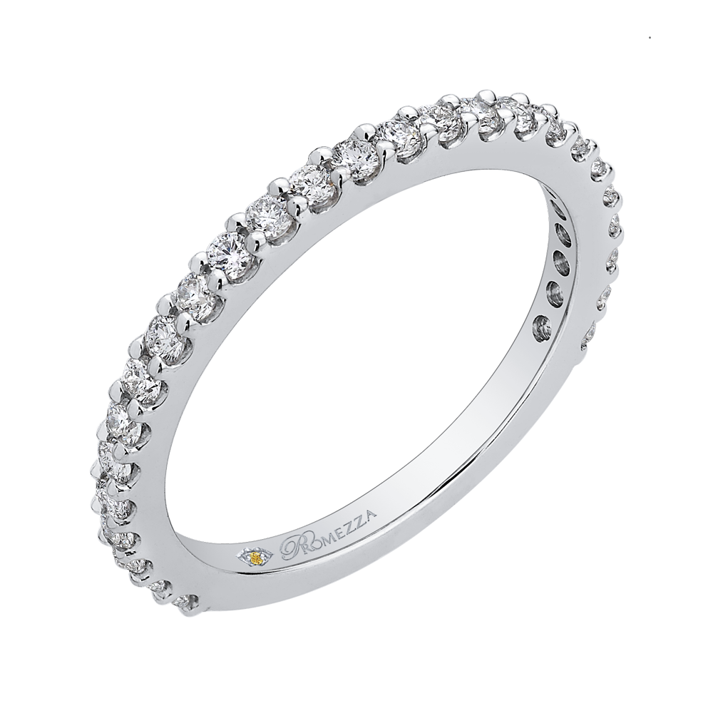 Round Diamond Wedding Band in 14K White Gold