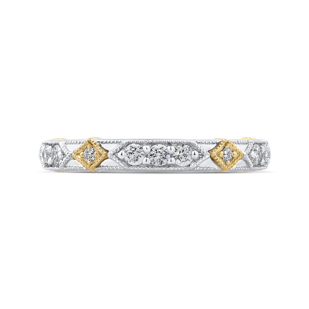 Round Diamond Wedding Band in 14K Two Tone Gold