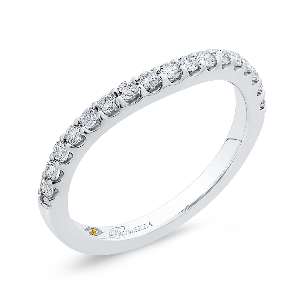 Round Diamond Half-Eternity Wedding Band in 14K White Gold